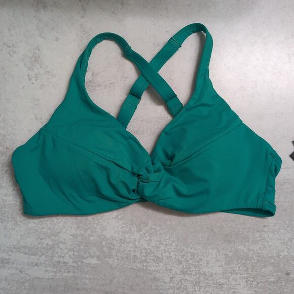 La Blanca Emerald Green Island Goddess Underwire Twist Front Bra Top Size 10 New - Picture 1 of 11